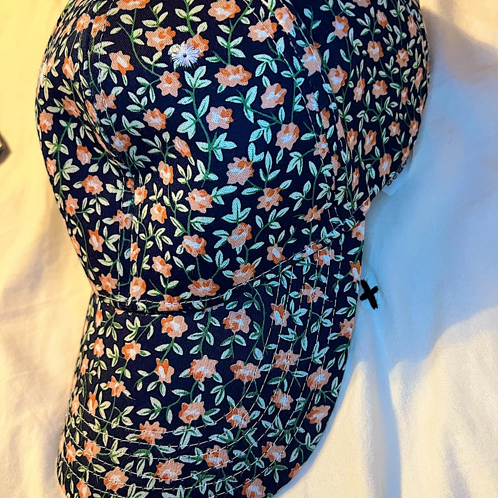 Pink and navy floral cap